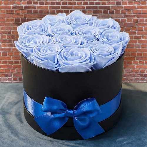 Preserved Sky Blue Roses Of Elegance